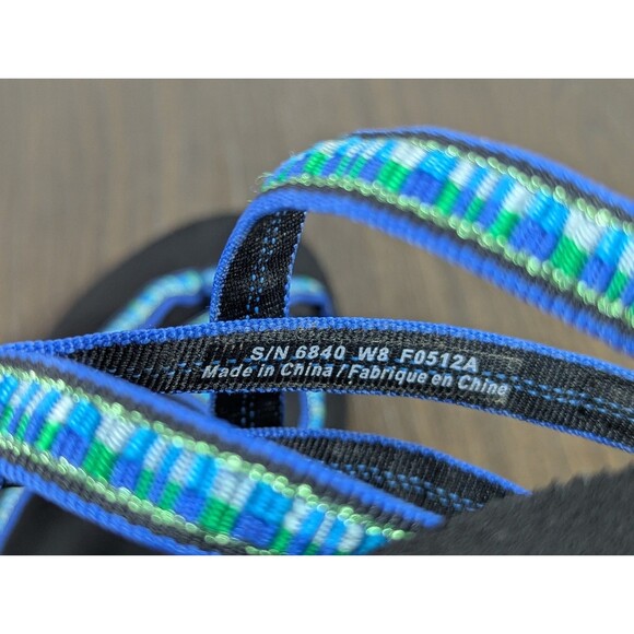 TEVA Strappy Sandals Womens 8 Blue Green Black Flip Flops Lightweight Logo - Picture 11 of 12